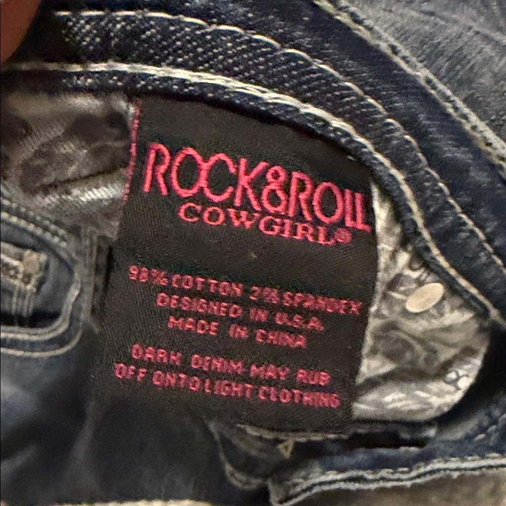 Rock & Roll Cowgirl Boot Cut Blue Jeans - Picture 2 of 4